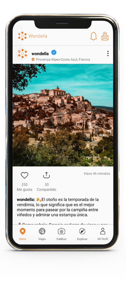 Vista de la aplicación móvil de Wondella